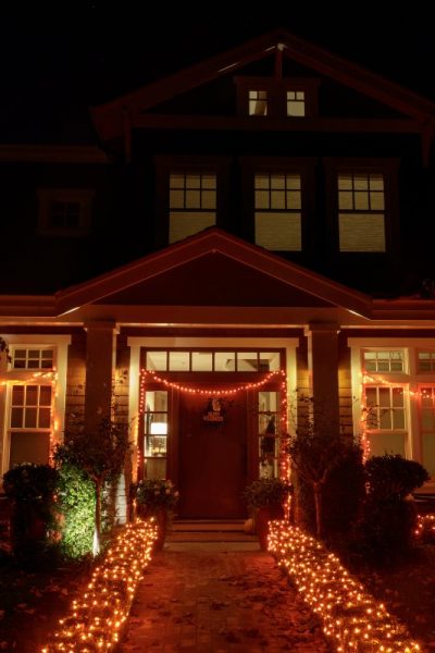 Halloween night lights decorating house in California